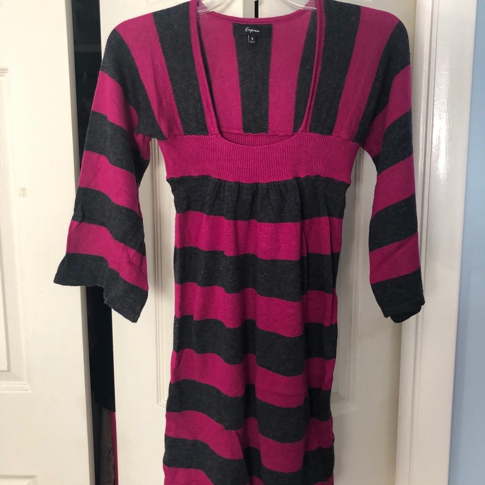 Striped square neck Express sweater dress
